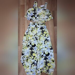 Bar III Yellow and Black Floral Set Size S